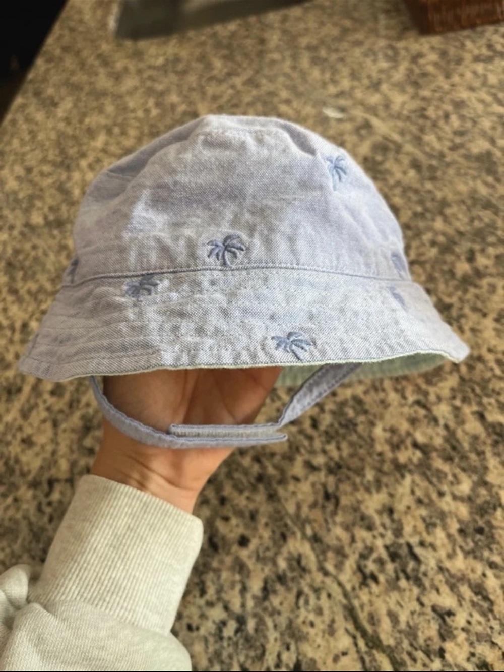Janie and Jack Kids Light Blue Palm Embroidered Sun Hat